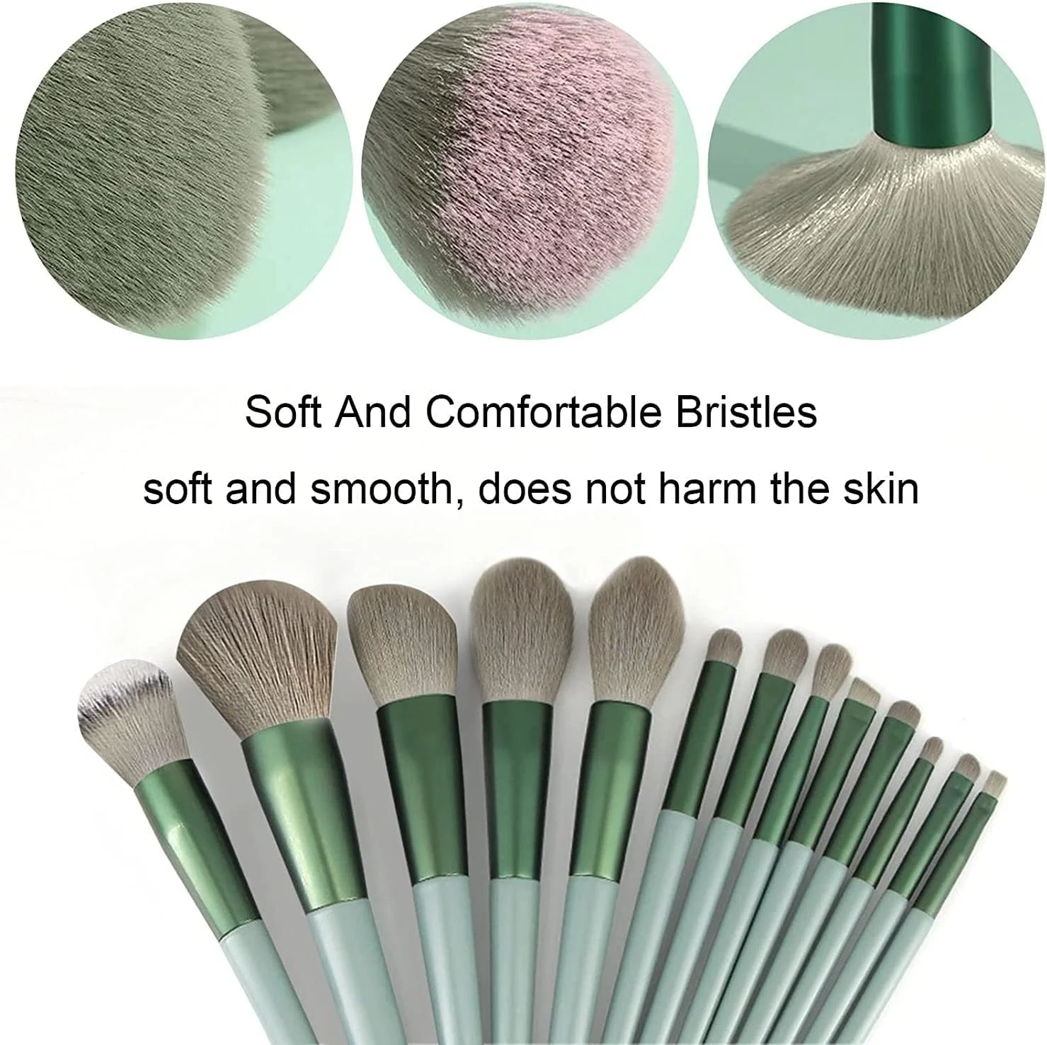 ست برس آرایشی هاویلاه® 20 تکه، شامل برس کرم پودر و برس سایه چشم، سبز