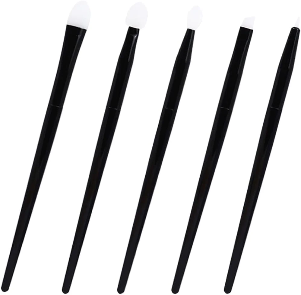 ست برس آرایشی سیلیکونی Healeved 5 عددی، اپلیکاتور سایه چشم، برس سایه چشم، برس لب سیلیکونی، اپلیکاتور آرایشی سیلیکونی برای خط چشم، ابرو، سایه چشم، آرایش لب