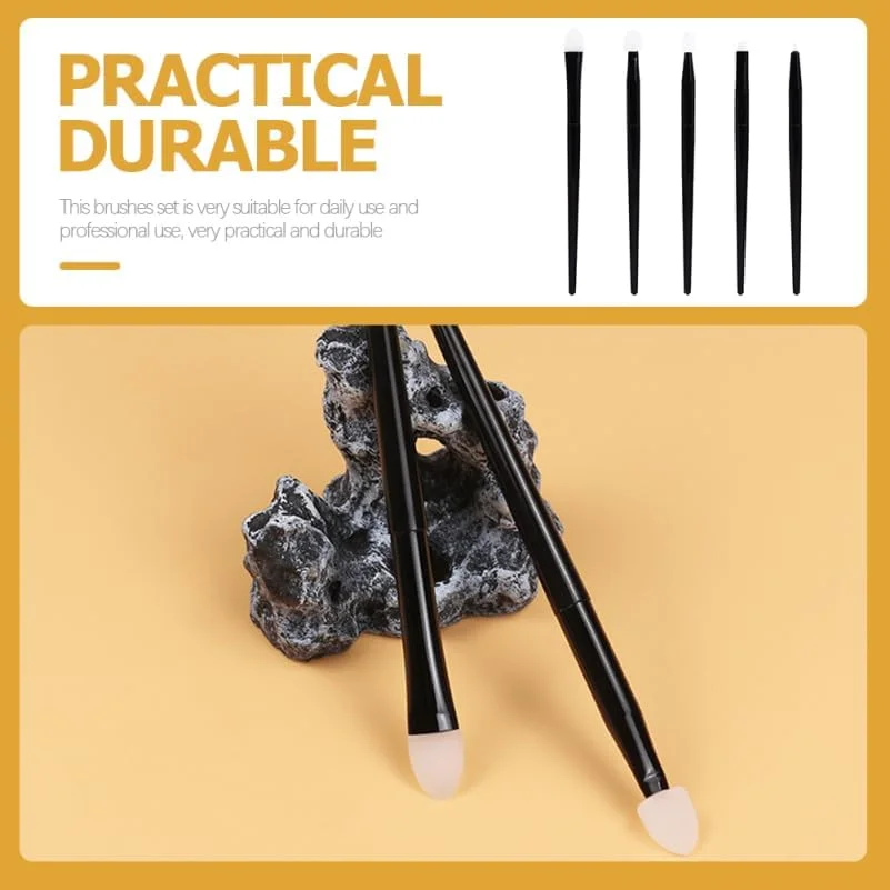 ست برس آرایشی سیلیکونی Healeved 5 عددی، اپلیکاتور سایه چشم، برس سایه چشم، برس لب سیلیکونی، اپلیکاتور آرایشی سیلیکونی برای خط چشم، ابرو، سایه چشم، آرایش لب