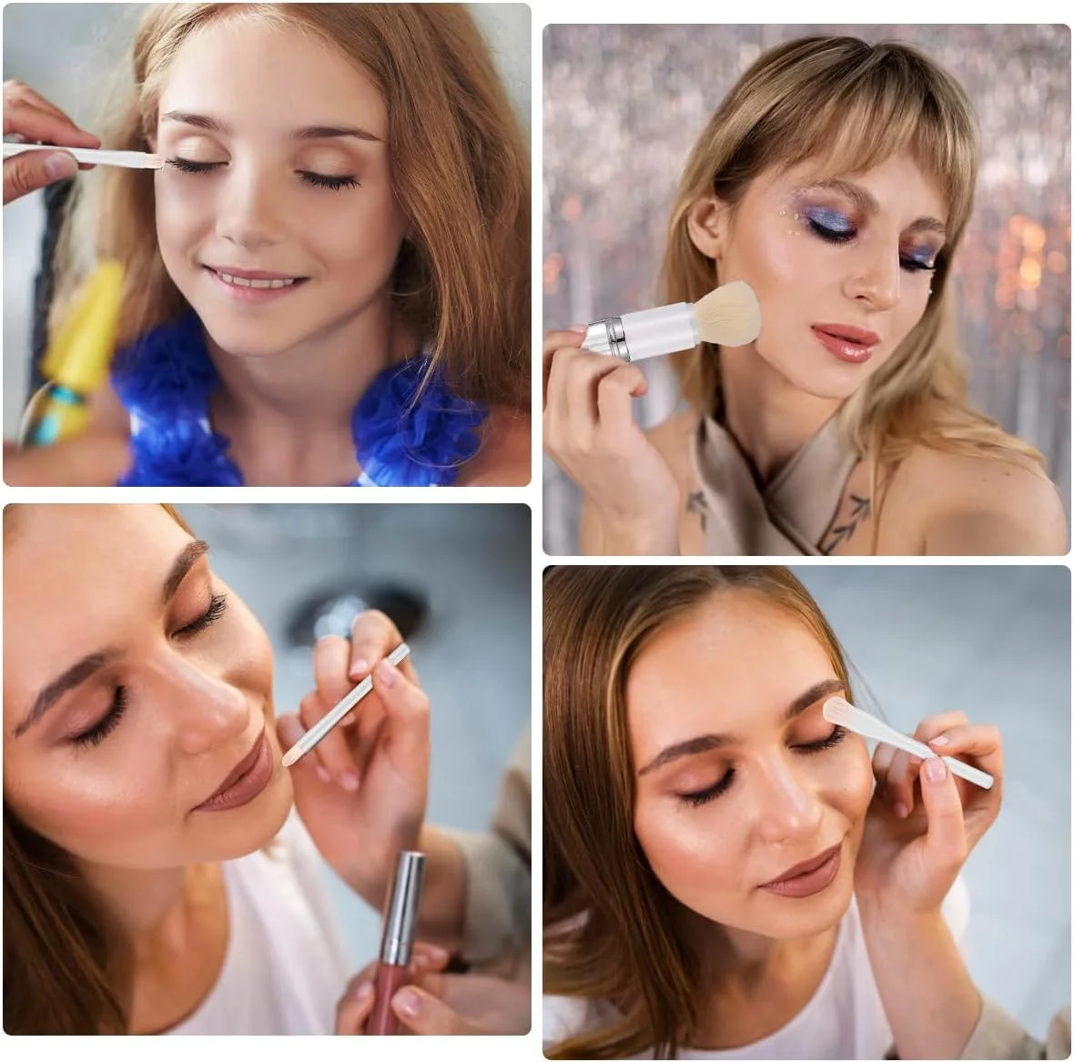 ست برس آرایشی مینی 4 در 1 HASTHIP® YourBrand، برس قابل حمل و ضروری برای سفر، کانسیلر، سایه چشم، هایلایتر، رژ لب، برس های آرایشی فشرده و مصنوعی برای صورت و چشم ست برس آرایشی مینی 4 در 1 HASTHIP® YourBrand، برس قابل حمل و ضروری برای سفر، کانسیلر، سایه چشم، هایلایتر، رژ لب، برس های آرایشی فشرده و مصنوعی برای صورت و چشم