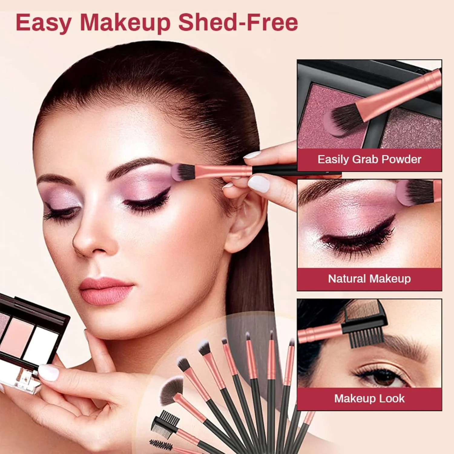 ست براش آرایشی هانیا 20 تکه، ست براش با اسفنج بلندر و کیف براش آرایشی، براش های آرایشی موی مصنوعی ممتاز برای مبتدیان، هنرمندان آرایش، کیت ابزار براش های آرایشی