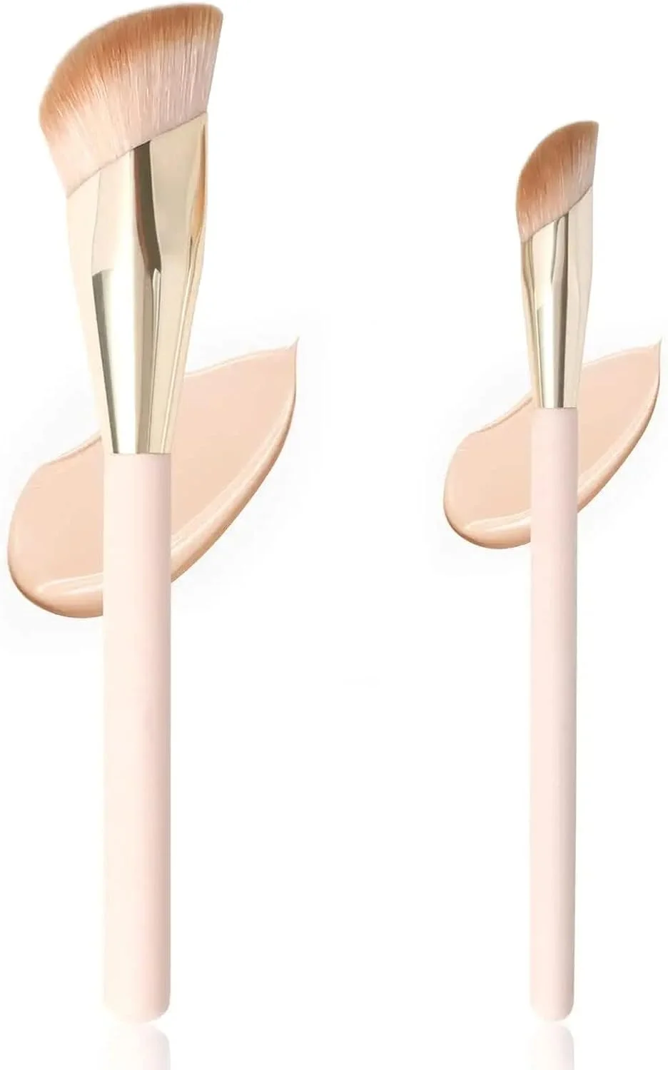 ست برس کرم پودر زاویه دار و کانسیلر زیر چشم کوچک Haayymo، ست برس رژگونه کانتور مایع بینی، برس آرایشی پودر فلورسنت طلایی اریب