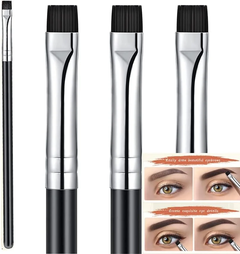 GZXYUAN ست برس ابرو 3 عددی، برس خط چشم زاویه دار تخت، ست برس ابرو، برس آرایش سایه چشم برای ابزار آرایشی کرم مایع ژل GZXYUAN ست برس ابرو 3 عددی، برس خط چشم زاویه دار تخت، ست برس ابرو، برس آرایش سایه چشم برای ابزار آرایشی کرم مایع ژل