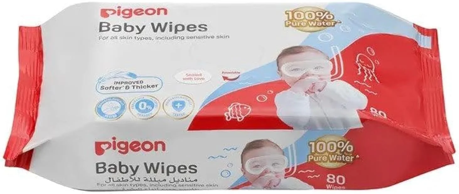 دستمال مرطوب کودک پیigeon مدل Fliptop بسته 80 عددی