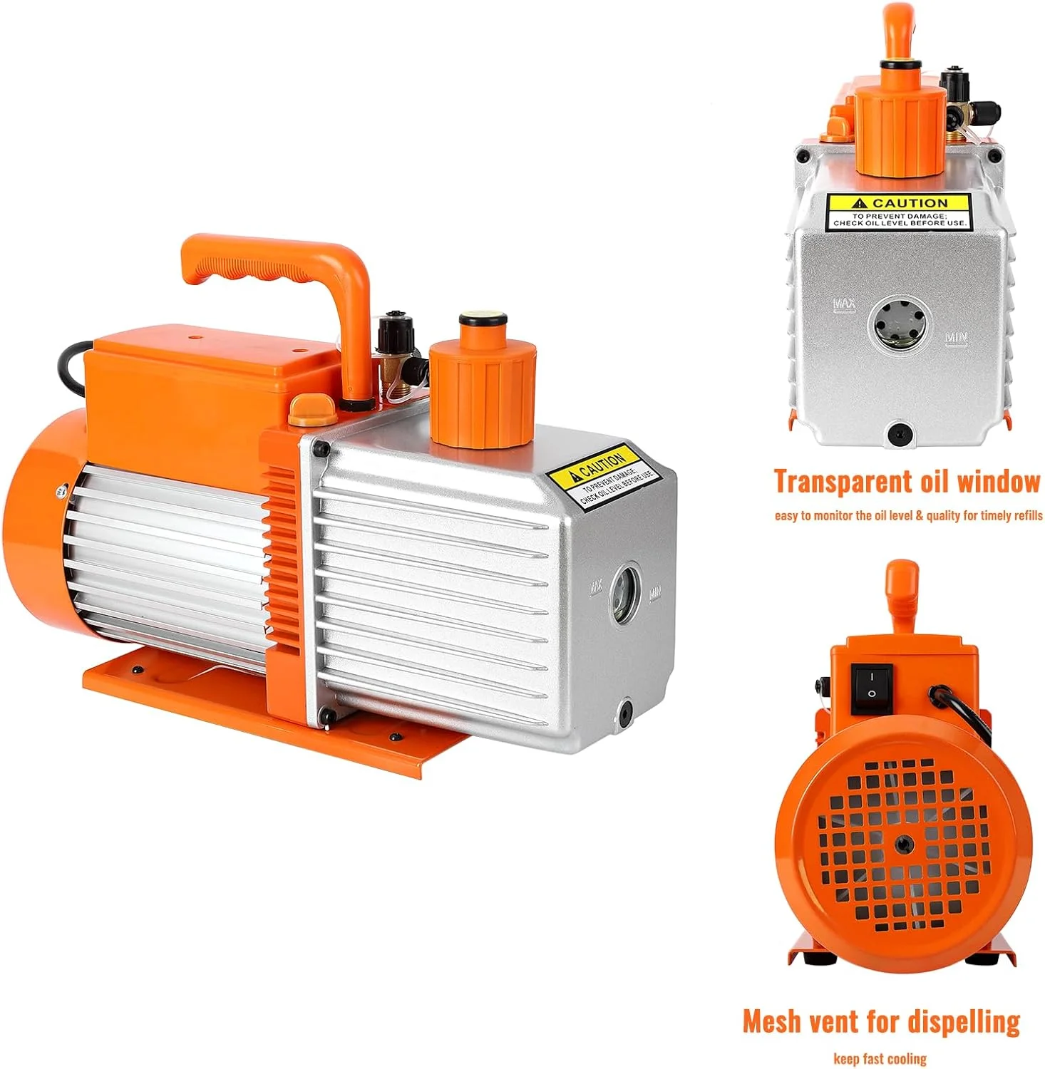 پمپ وکیوم EcoExplorer 5 CFM 1/2 HP، کیت پمپ وکیوم اتوماتیک AC، موتور تمام مسی، کاربر پسند، برای R12، R22، R134a، R410a، R502 برای تهویه مطبوع خودرو و گاز زدایی رزین