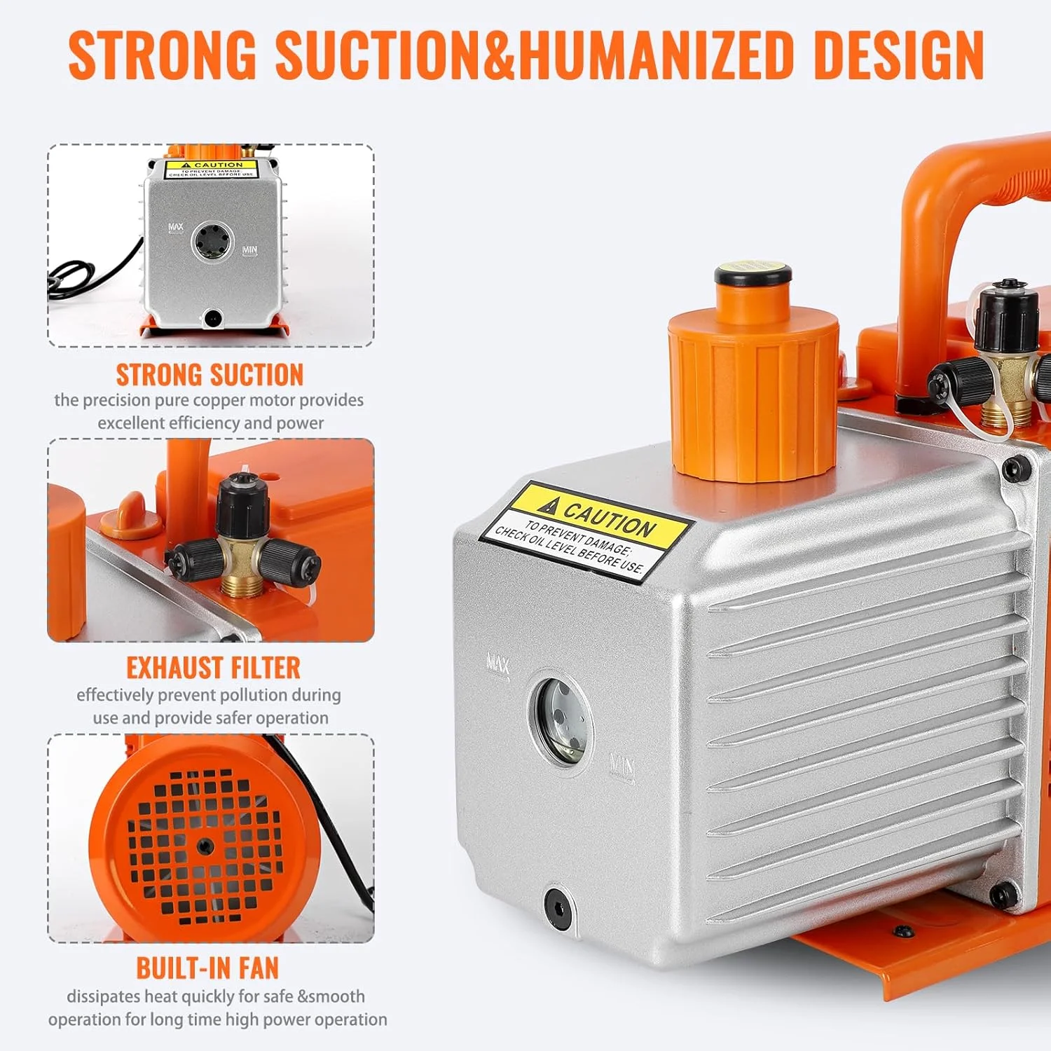 پمپ وکیوم EcoExplorer 5 CFM 1/2 HP، کیت پمپ وکیوم اتوماتیک AC، موتور تمام مسی، کاربر پسند، برای R12، R22، R134a، R410a، R502 برای تهویه مطبوع خودرو و گاز زدایی رزین