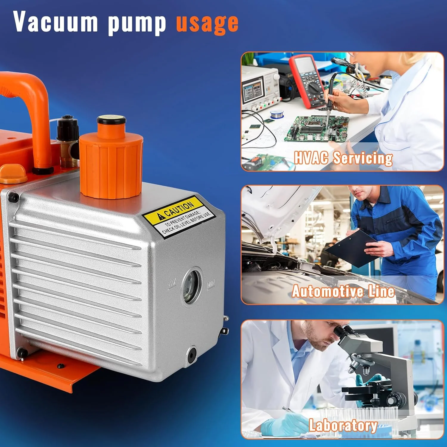 پمپ وکیوم EcoExplorer 5 CFM 1/2 HP، کیت پمپ وکیوم اتوماتیک AC، موتور تمام مسی، کاربر پسند، برای R12، R22، R134a، R410a، R502 برای تهویه مطبوع خودرو و گاز زدایی رزین