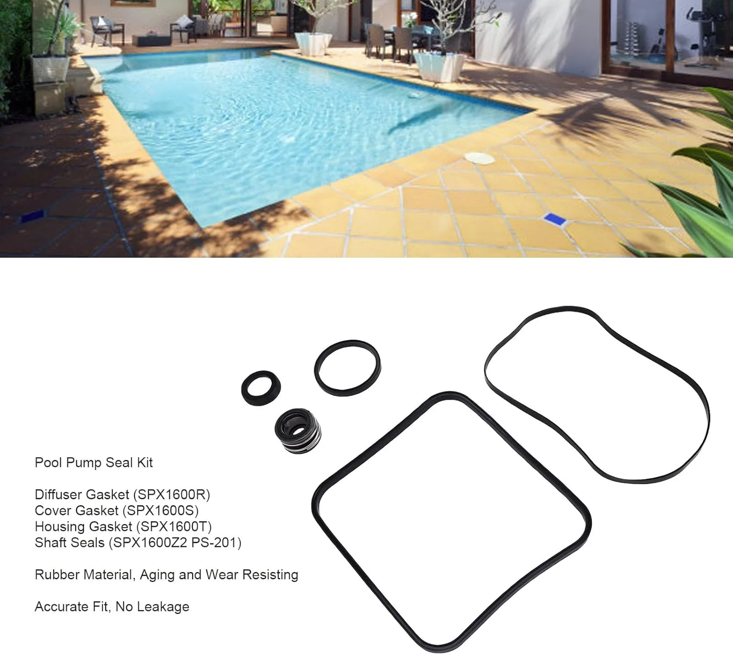 کیت جایگزینی سیل پمپ استخر Jectse SP1600 SP2600 برای X VSP معمولی - سیل های لاستیکی مقاوم برای عملکرد قابل اعتماد - 5 قطعه