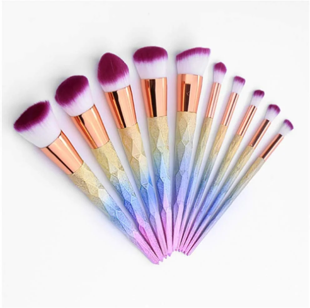 ست برس آرایشی گرادینت رنگی GXFCZJH شامل برس پودر فیکس، سایه چشم و کانتور