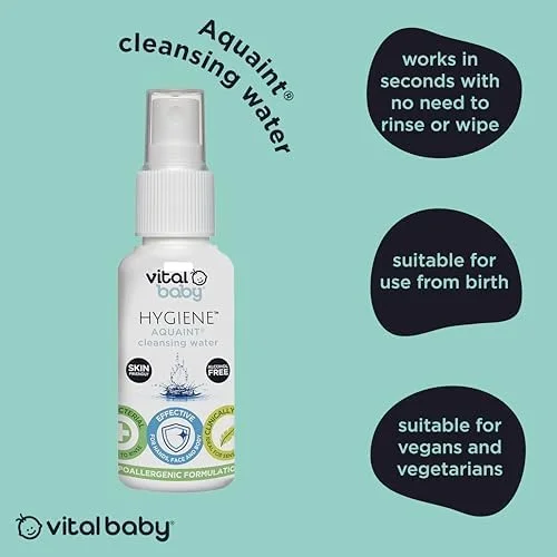 آب پاک کننده کودک Vital Baby Aquaint 50ml | ضد حساسیت و ضد باکتری | ایمن برای تمام سنین، ملایم برای پوست، بدون الکل، فرمول 100% طبیعی | مناسب برای گیاهخواران | پاک کننده سریع و بدون نیاز به آبکشی پوست آب پاک کننده کودک Vital Baby Aquaint 50ml | ضد حساسیت و ضد باکتری | ایمن برای تمام سنین، ملایم برای پوست، بدون الکل، فرمول 100% طبیعی | مناسب برای گیاهخواران | پاک کننده سریع و بدون نیاز به آبکشی پوست
