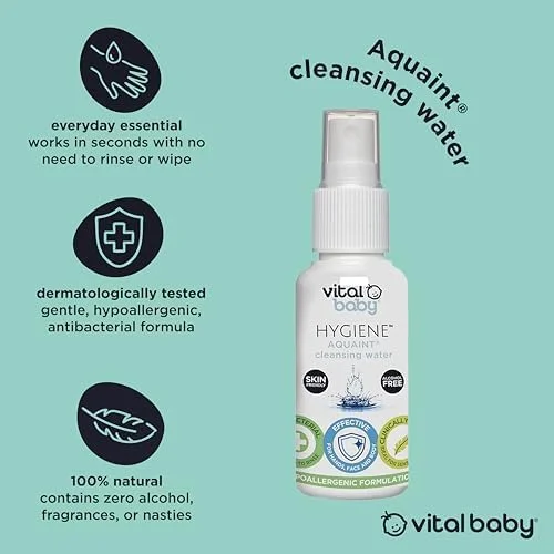 آب پاک کننده 50 میلی لیتری Vital Baby Aquaint | ضد حساسیت و ضد باکتری | ایمن برای تمام سنین، ملایم روی پوست، بدون الکل، فرمول 100% طبیعی | مناسب برای گیاهخواران | پاک کننده سریع و بدون نیاز به آبکشی پوست آب پاک کننده 50 میلی لیتری Vital Baby Aquaint | ضد حساسیت و ضد باکتری | ایمن برای تمام سنین، ملایم روی پوست، بدون الکل، فرمول 100% طبیعی | مناسب برای گیاهخواران | پاک کننده سریع و بدون نیاز به آبکشی پوست
