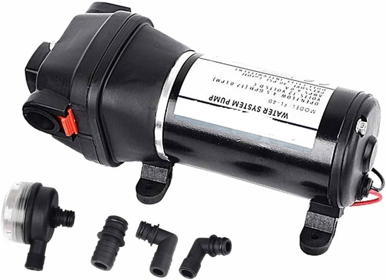 پمپ وکیوم DC فشار پایین 40psi (2.8bar) حداکثر ارتفاع 25 متر پمپ دیافراگمی برقی موتور آبیاری کاروان تامین آب خودرو (24 ولت)
