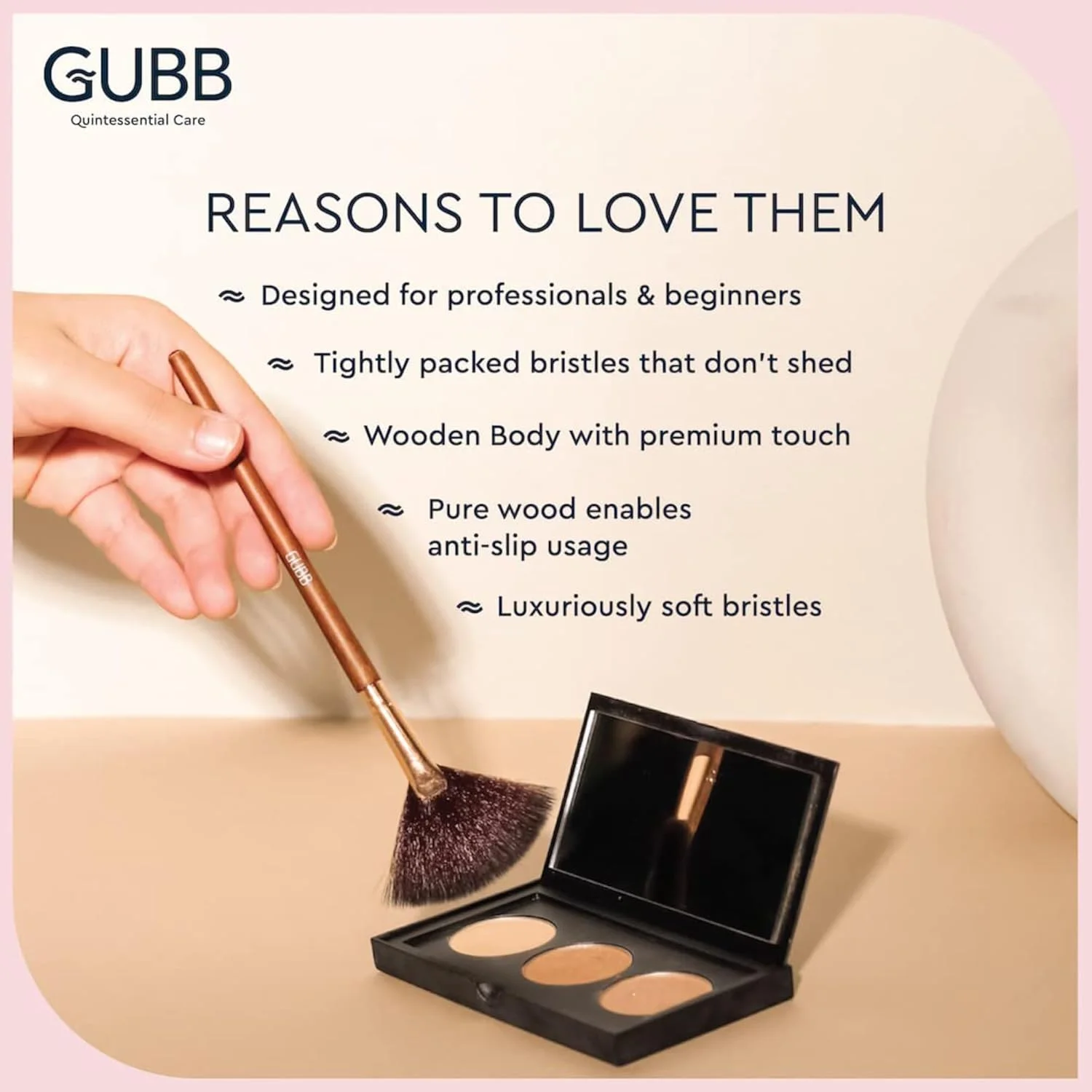 ست کیت روزانه GUBB شامل 4 قلم مو - برس بادبزنی، برس رژگونه، برس سایه چشم و پدهای آرایشی ست کیت روزانه GUBB شامل 4 قلم مو - برس بادبزنی، برس رژگونه، برس سایه چشم و پدهای آرایشی