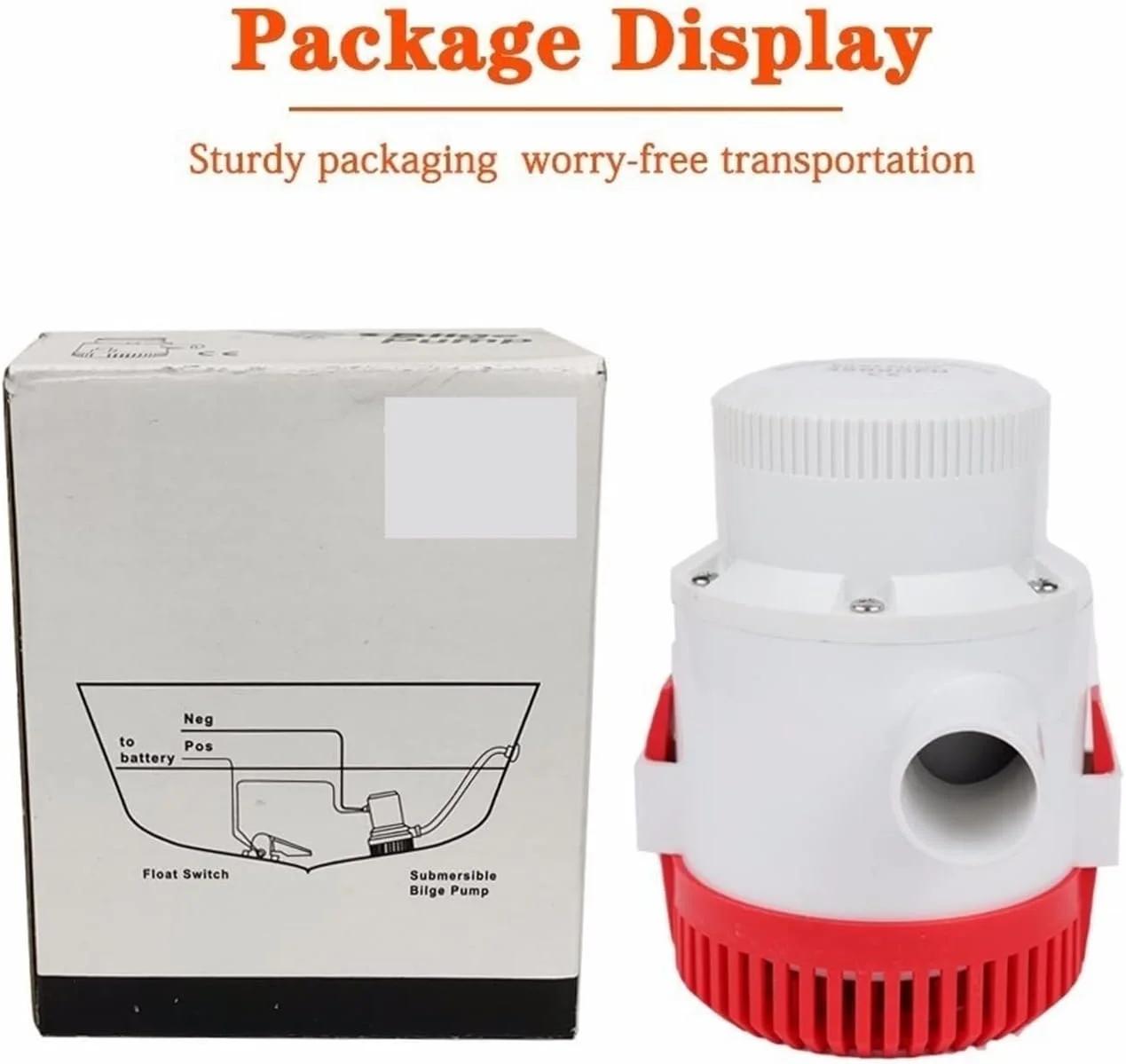پمپ وکیوم 3700GPH پمپ تخلیه آب بزرگ DC 12v 24v پمپ آب برقی برای قایق ها پمپ آب شناور قایق غوطه ور با سوئیچ شناور 3700 Gph(12v)