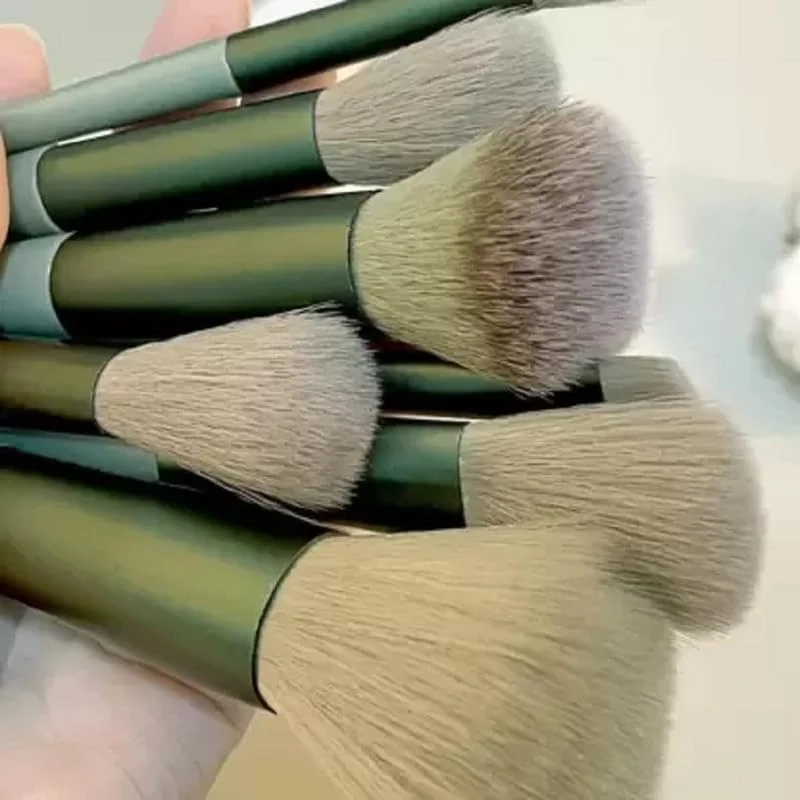 ست برس آرایشی گادفلی 13 عددی با برس کرم پودر، برس سایه چشم و کیف - ست برس آرایشی مویی حرفه ای برای کرم پودر، کیت های سایه چشم با کیف (چند رنگ)