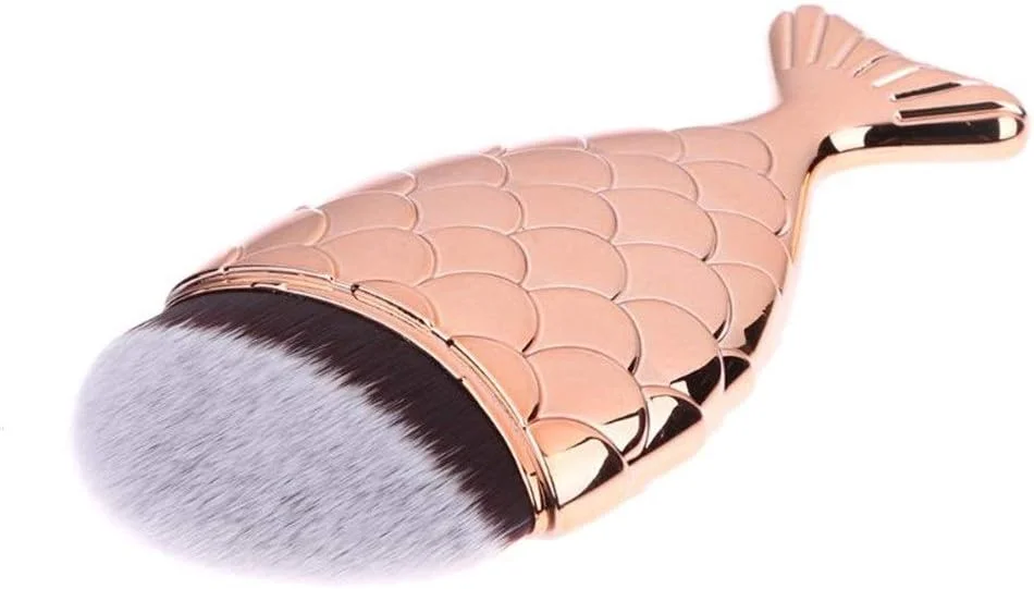 مجموعه برس آرایشی GOBUY - برس فونداسیون دم ماهی، برس فونداسیون پری دریایی، برس آرایش برهنه کرم BB، ابزار آرایش زیبایی - صورتی نرم (رنگ: رزگلد)