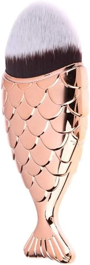 مجموعه برس آرایشی GOBUY - برس فونداسیون دم ماهی، برس فونداسیون پری دریایی، برس آرایش برهنه کرم BB، ابزار آرایش زیبایی - صورتی نرم (رنگ: رزگلد)