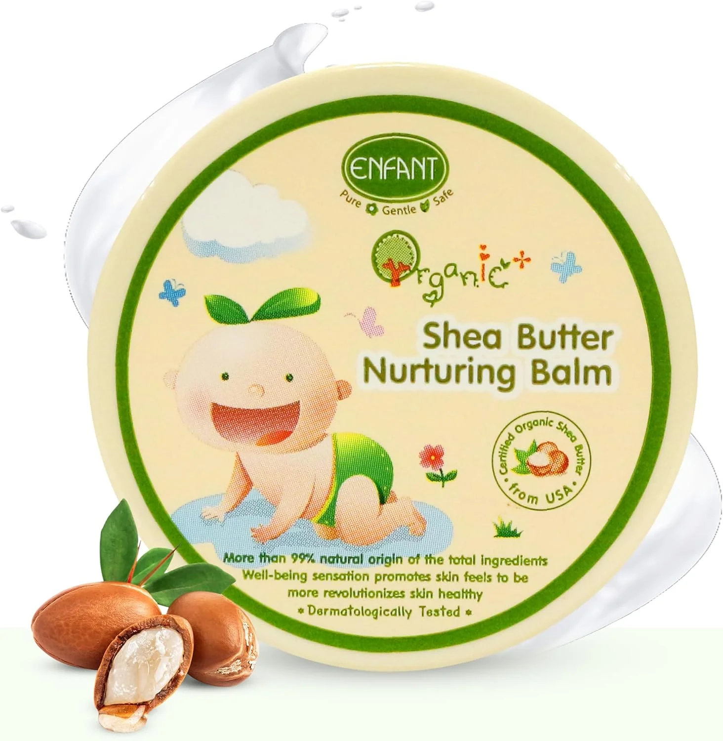 بالم مغذی بدن کودک Enfance Organic Plus حاوی شی باتر، مرطوب کننده پوست های خشک و زبر، بالم شی باتر کودک 30 گرم، تست شده توسط متخصص پوست بالم مغذی بدن کودک Enfance Organic Plus حاوی شی باتر، مرطوب کننده پوست های خشک و زبر، بالم شی باتر کودک 30 گرم، تست شده توسط متخصص پوست