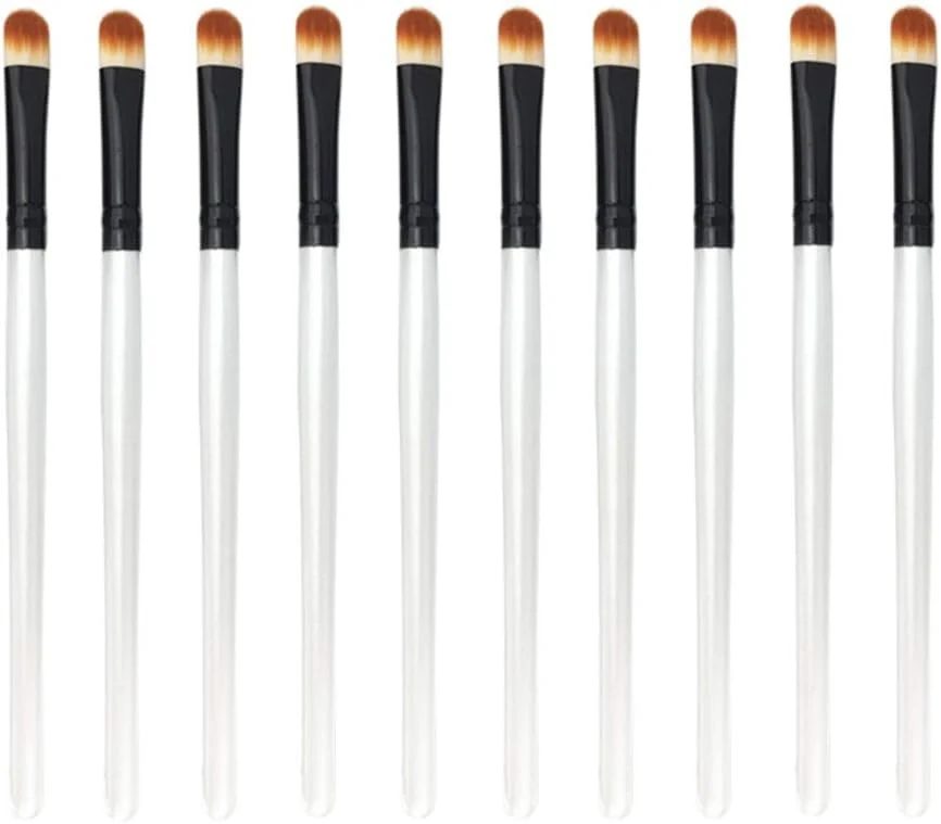 مجموعه برس آرایشی گوبای - برس سایه چشم مناسب برای مبتدیان و حرفه ای ها - برس آرایش چشم 10 عددی - برس آرایش چشم نرم (رنگ: سفید مشکی)