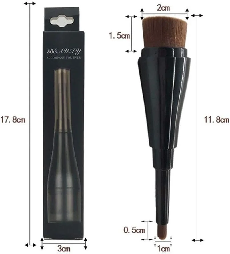 مجموعه برس آرایشی GOBUY، برس آرایشی دو سر، برس مسافرتی کرم پودر، برس سایه چشم، برس کانسیلر با پوشش نرم (رنگ: مشکی)