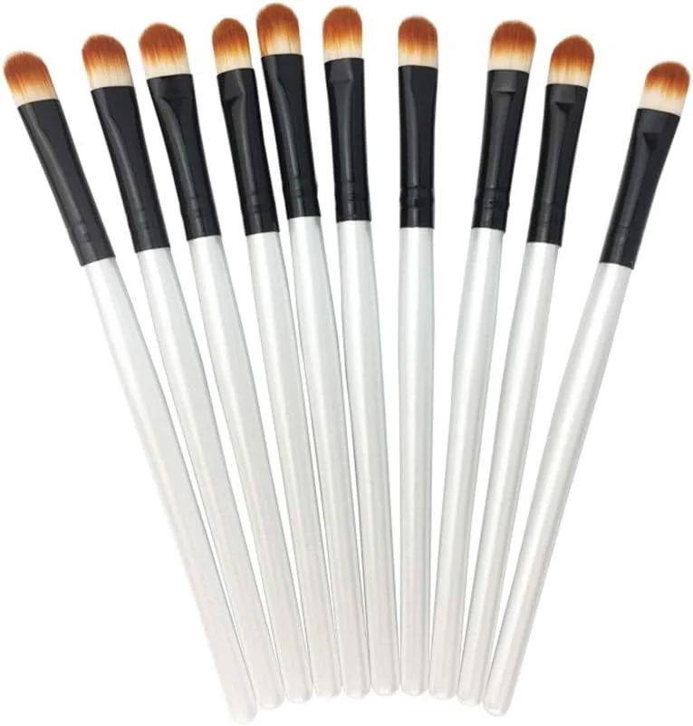 مجموعه برس آرایشی گوبای - برس سایه چشم مناسب برای مبتدیان و حرفه ای ها - برس آرایش چشم 10 عددی - برس آرایش چشم نرم (رنگ: سفید مشکی)