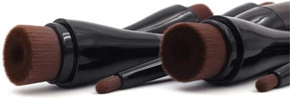 مجموعه برس آرایشی GOBUY، برس آرایشی دو سر، برس مسافرتی کرم پودر، برس سایه چشم، برس کانسیلر با پوشش نرم (رنگ: مشکی)