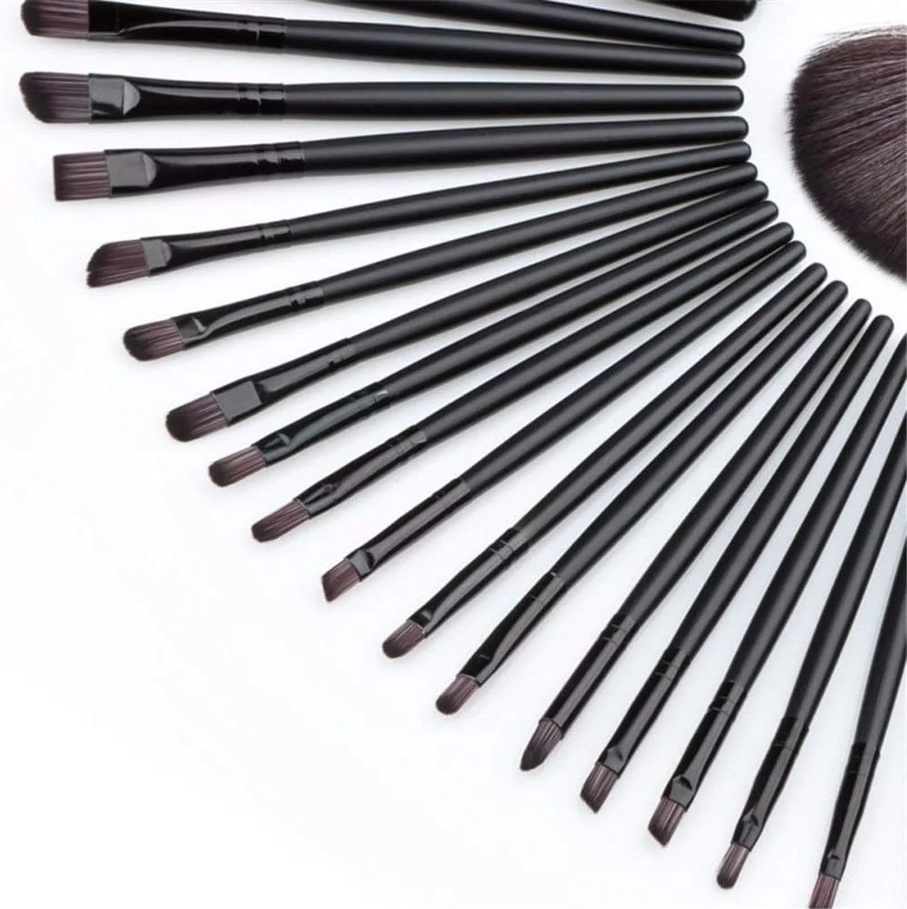 مجموعه برس آرایشی گوبای با کیف مشکی، مجموعه 32 عددی برس آرایشی پیشرفته سایه چشم، خط چشم، کرم پودر مایع، کانسیلر، برس ترکیبی نرم (رنگ: مشکی)