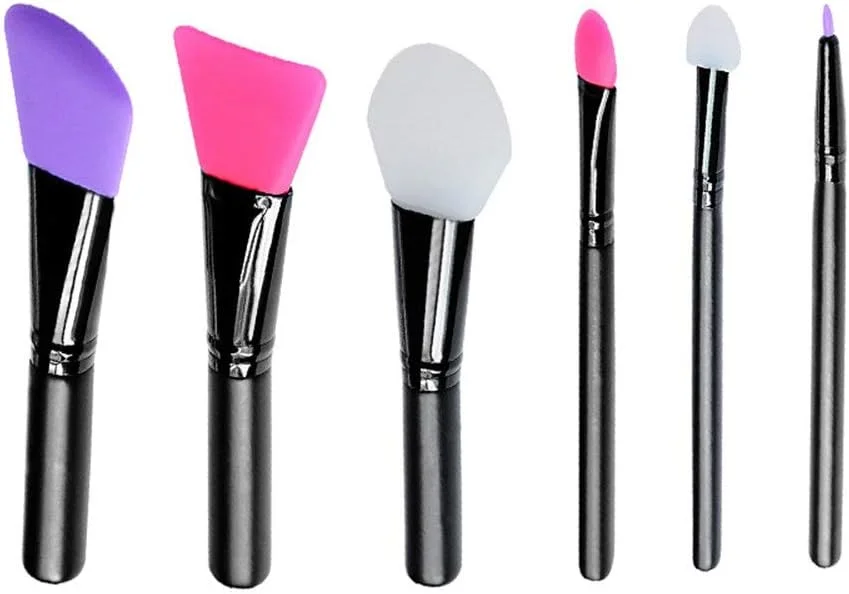 مجموعه برس آرایشی گوبای 6 عددی، برس سیلیکونی نرم برای مخلوط کردن ماسک صورت (رنگ: مشکی)