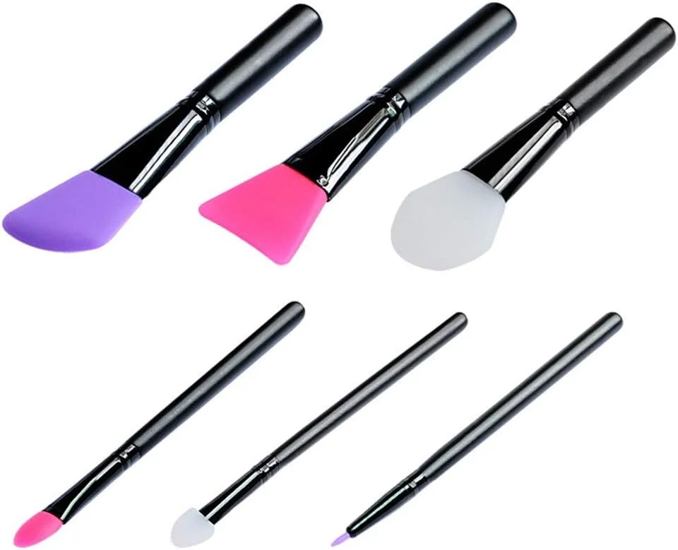 مجموعه برس آرایشی گوبای 6 عددی، برس سیلیکونی نرم برای مخلوط کردن ماسک صورت (رنگ: مشکی)