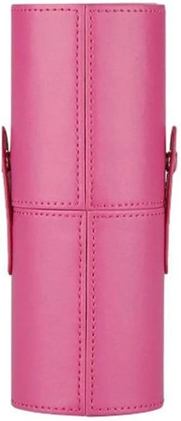 مجموعه برس آرایشی گوبای - 12 عدد برس آرایشی به همراه نگهدارنده، لوله، کاپ چرمی قابل حمل، موی نایلونی نرم - قرمز (رنگ: صورتی)