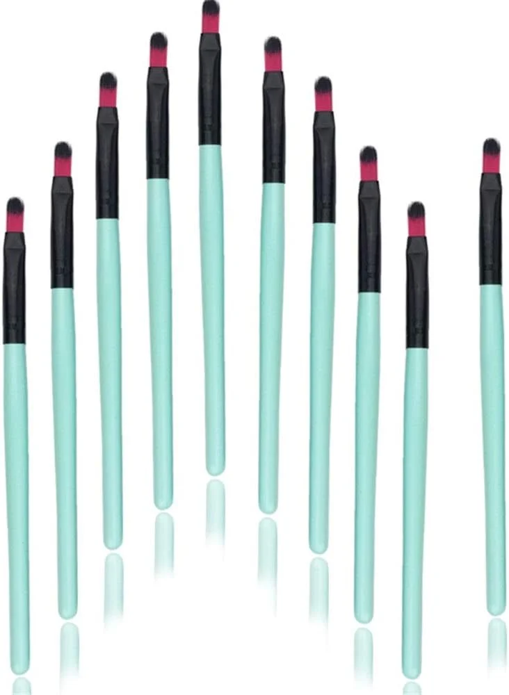 مجموعه برس آرایشی گوبای - 10 برس آرایشی، برس پخش کننده سایه چشم، برس لب، هایلایتر سایه چشم، ابزار مناسب - آبی نرم (رنگ: سبز مشکی)