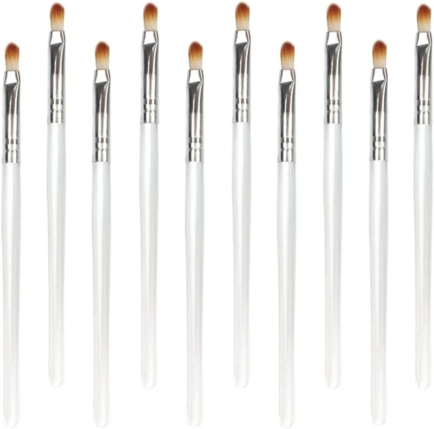 مجموعه برس آرایشی گوبای، 10 برس آرایشی برای چشم، برس لب، سایه چشم، هایلایت، ابزار مناسب - سفید نرم (رنگ: نقره ای سفید)