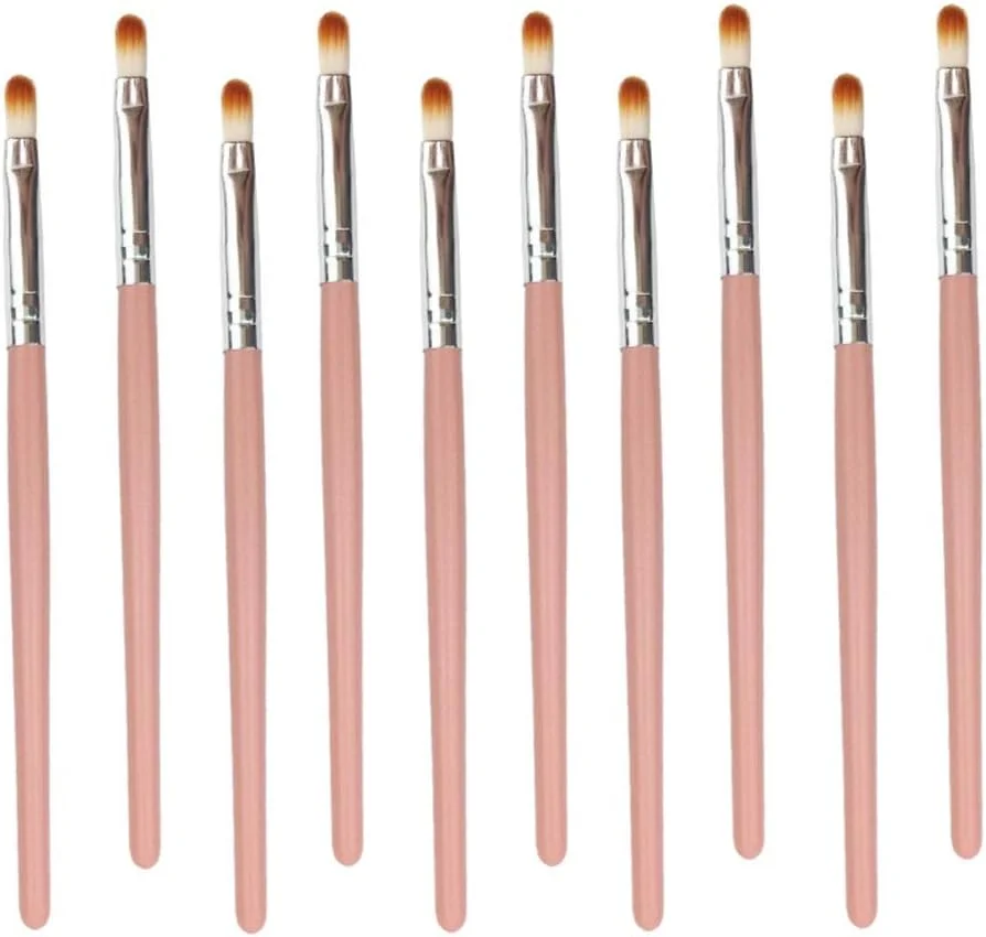 مجموعه برس آرایشی گوبای، 10 برس آرایشی، برس پخش کننده سایه چشم، برس لب، سایه چشم هایلایت، ابزار مناسب - صورتی نرم (رنگ: نارنجی نقره ای)