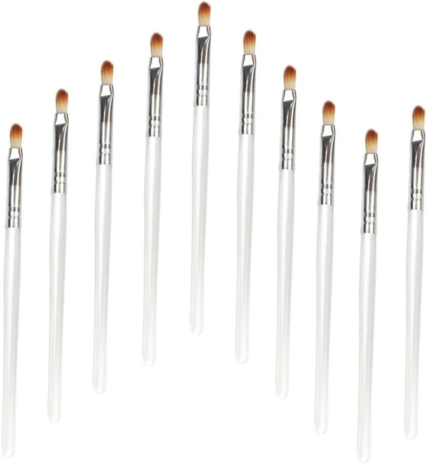 مجموعه برس آرایشی گوبای، 10 برس آرایشی برای چشم، برس لب، سایه چشم، هایلایت، ابزار مناسب - سفید نرم (رنگ: نقره ای سفید)