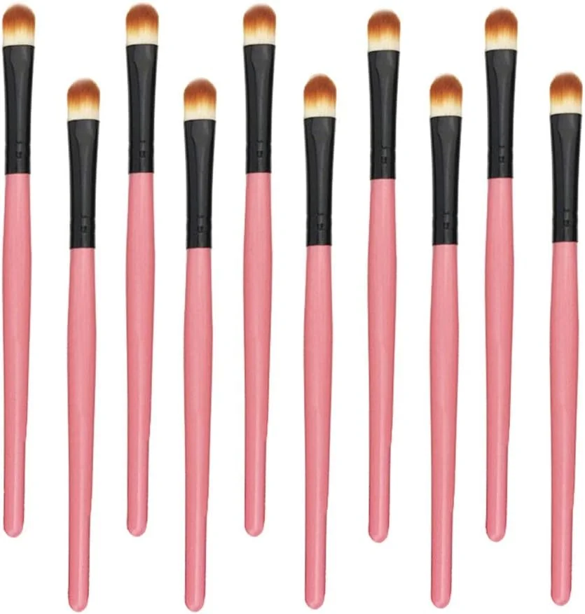 مجموعه برس آرایشی گوبای - 10 برس آرایشی، برس پخش کننده سایه چشم، برس لب، هایلایتر سایه چشم، ابزار مناسب - صورتی قرمز نرم (رنگ: مشکی صورتی)