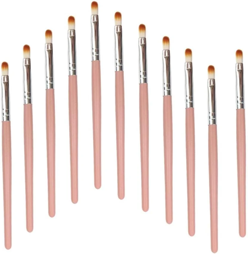 مجموعه برس آرایشی گوبای، 10 برس آرایشی، برس پخش کننده سایه چشم، برس لب، سایه چشم هایلایت، ابزار مناسب - صورتی نرم (رنگ: نارنجی نقره ای)