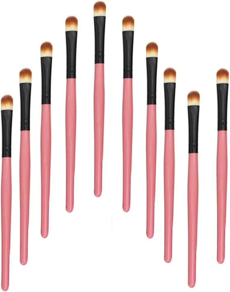 مجموعه برس آرایشی گوبای - 10 برس آرایشی، برس پخش کننده سایه چشم، برس لب، هایلایتر سایه چشم، ابزار مناسب - صورتی قرمز نرم (رنگ: مشکی صورتی)