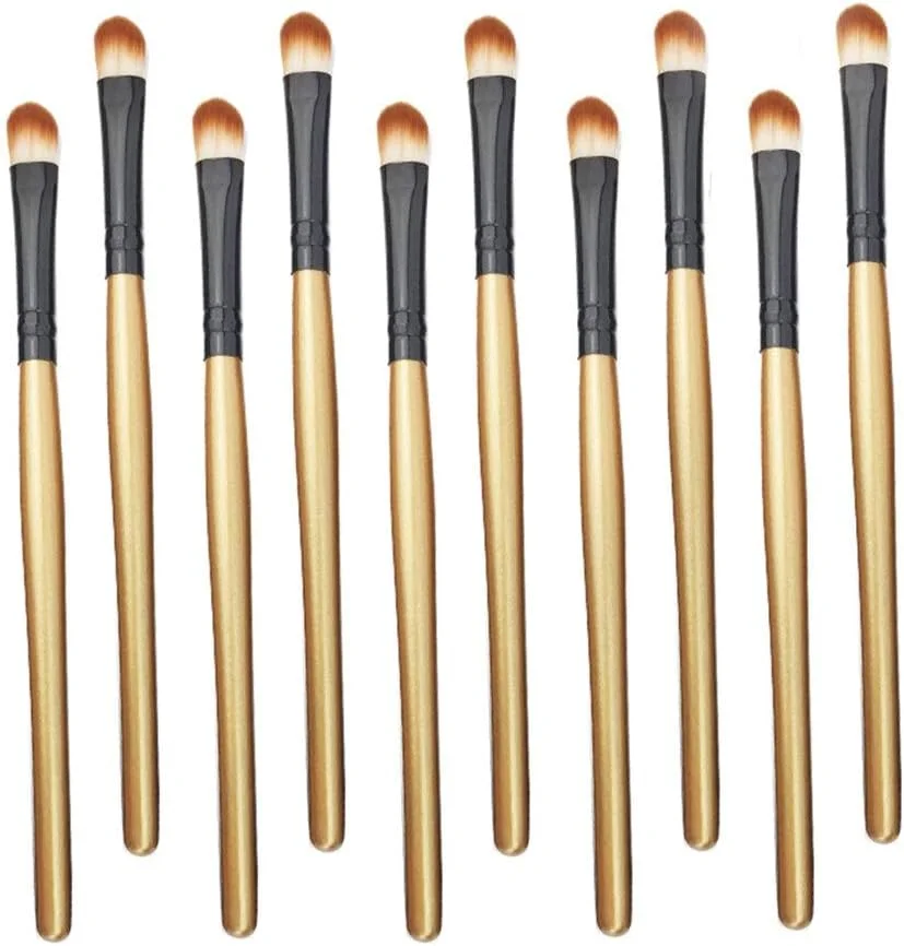 مجموعه برس آرایشی گوبای - 10 برس آرایشی، برس پخش کننده سایه چشم، برس لب، سایه چشم هایلایت، ابزار مناسب - زرد نرم (رنگ: قهوه ای مشکی)