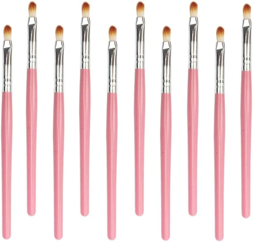 مجموعه برس آرایشی گوبای - 10 برس آرایشی، برس پخش کننده سایه چشم، برس لب، هایلایتر سایه چشم، ابزار مناسب - صورتی نرم (رنگ: نقره ای صورتی)