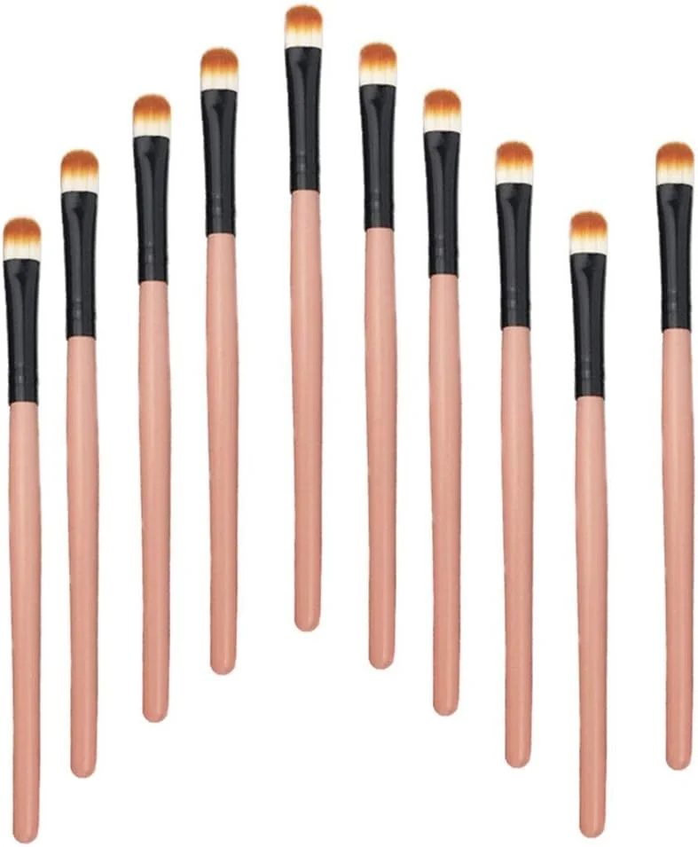 مجموعه برس آرایشی گوبای - 10 برس آرایشی، برس پخش کننده سایه چشم، برس لب، برس هایلایت سایه چشم، ابزار مناسب - صورتی نرم (رنگ: نارنجی مشکی)