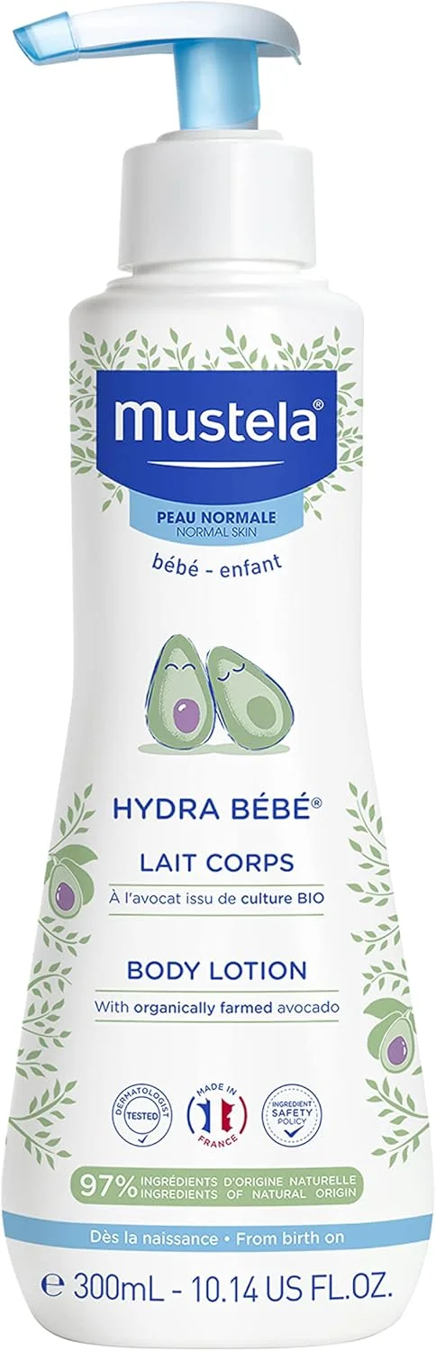 لوسیون بدن کودک Mustela Hydra Bebe با آووکادو 300 میلی لیتر | کرم و مرطوب کننده کودک برای صورت و بدن | لوسیون بدن کودک برای نوزادان 0-5 سال | مراقبت از پوست ارگانیک | ایده آل برای پوست معمولی