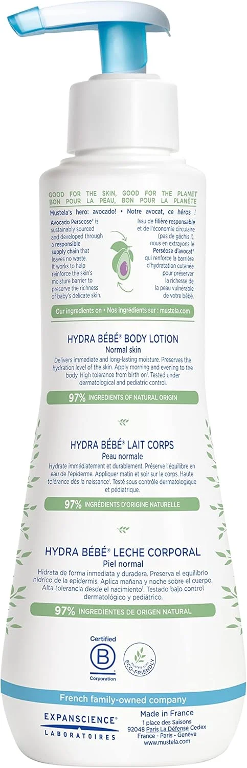 لوسیون بدن کودک Mustela Hydra Bebe با آووکادو 300 میلی لیتر | کرم و مرطوب کننده کودک برای صورت و بدن | لوسیون بدن کودک برای نوزادان 0-5 سال | مراقبت از پوست ارگانیک | ایده آل برای پوست معمولی لوسیون بدن کودک Mustela Hydra Bebe با آووکادو 300 میلی لیتر | کرم و مرطوب کننده کودک برای صورت و بدن | لوسیون بدن کودک برای نوزادان 0-5 سال | مراقبت از پوست ارگانیک | ایده آل برای پوست معمولی