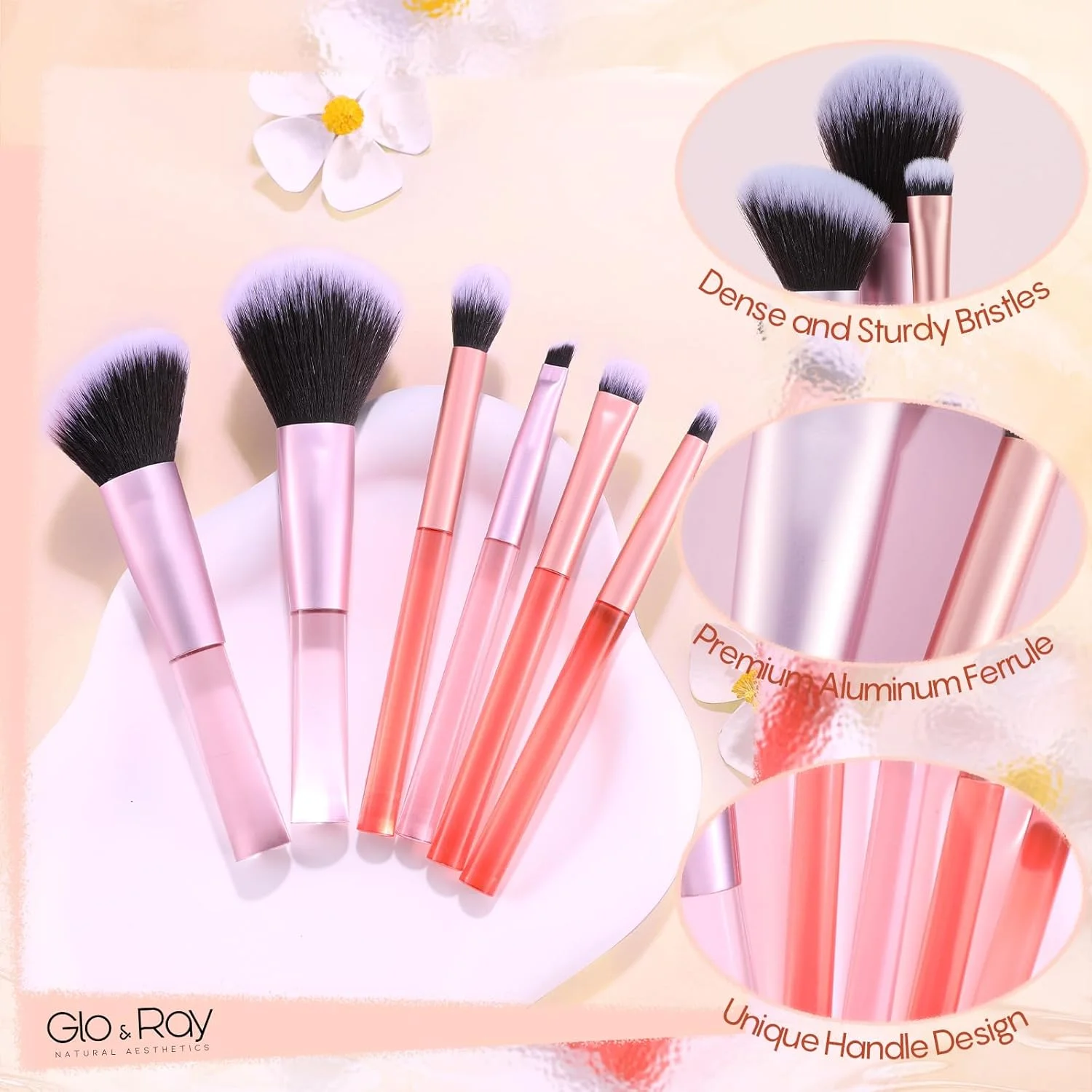 ست برس آرایشی مسافرتی GLO&RAY 6 تکه - برس های آرایشی سایز مینی مسافرتی برای کرم پودر، سایه چشم، پودر، کانسیلر، رژگونه، خط چشم و ترکیب ابرو، کیت برس های آرایشی قابل حمل با کیف ست برس آرایشی مسافرتی GLO&RAY 6 تکه - برس های آرایشی سایز مینی مسافرتی برای کرم پودر، سایه چشم، پودر، کانسیلر، رژگونه، خط چشم و ترکیب ابرو، کیت برس های آرایشی قابل حمل با کیف