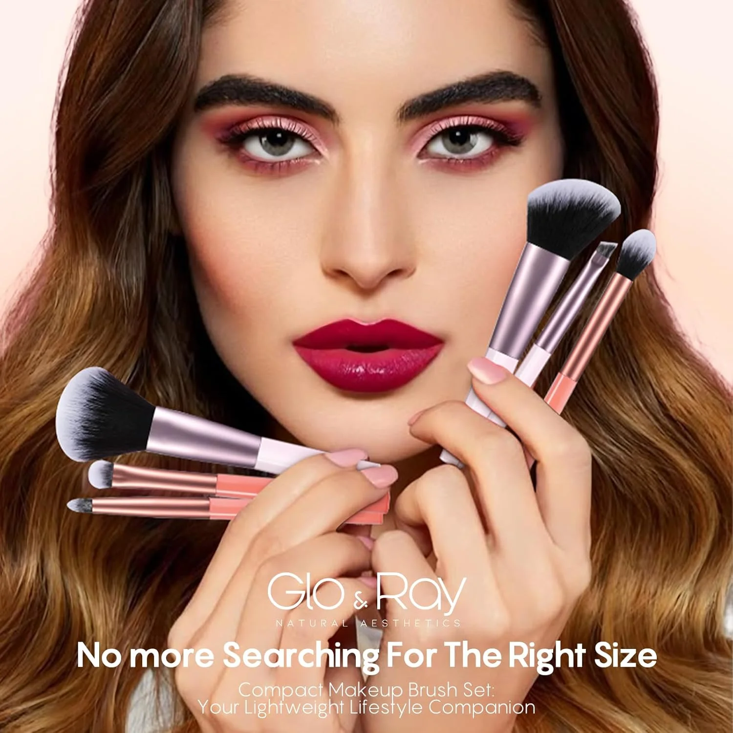 ست برس آرایشی مسافرتی GLO&RAY 6 تکه - برس های آرایشی سایز مینی مسافرتی برای کرم پودر، سایه چشم، پودر، کانسیلر، رژگونه، خط چشم و ترکیب ابرو، کیت برس های آرایشی قابل حمل با کیف ست برس آرایشی مسافرتی GLO&RAY 6 تکه - برس های آرایشی سایز مینی مسافرتی برای کرم پودر، سایه چشم، پودر، کانسیلر، رژگونه، خط چشم و ترکیب ابرو، کیت برس های آرایشی قابل حمل با کیف