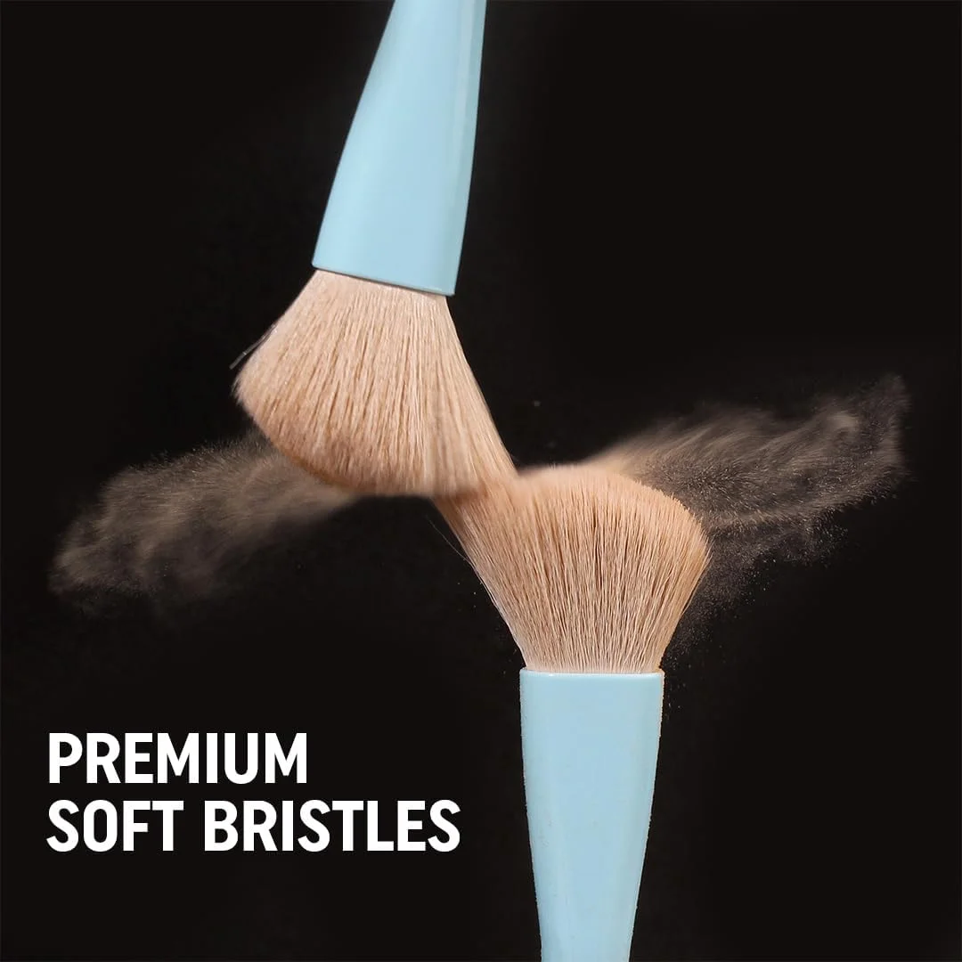 براش آرایشی چندکاره 4 در 1 Gleva، ست براش آرایشی مسافرتی جداشدنی، اسفنج آرایشی همه کاره، براش سایه چشم، ابرو، خط چشم، رژگونه و براش ترکیب کننده برای کرم پودر، کانسیلر و پودر (آبی)