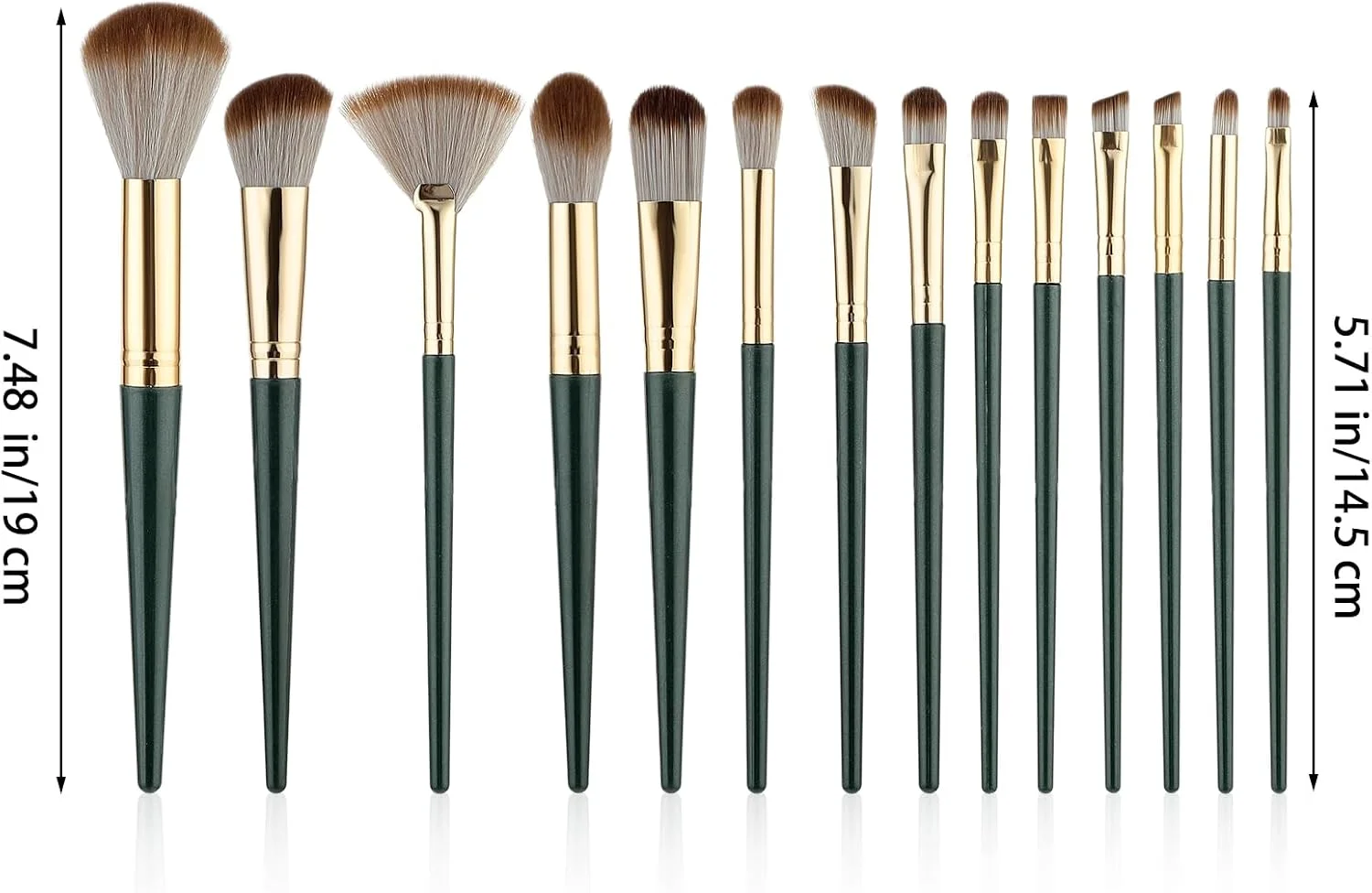 ست برس آرایشی Gjinxi شامل 14 عدد برس سایه چشم، برس کرم پودر، ابزار چند منظوره آرایش مناسب برای کانتور صورت، کانسیلر پودری، زیبایی چشم، جشن بالماسکه، هدیه برای علاقه مندان به آرایش (سبز)