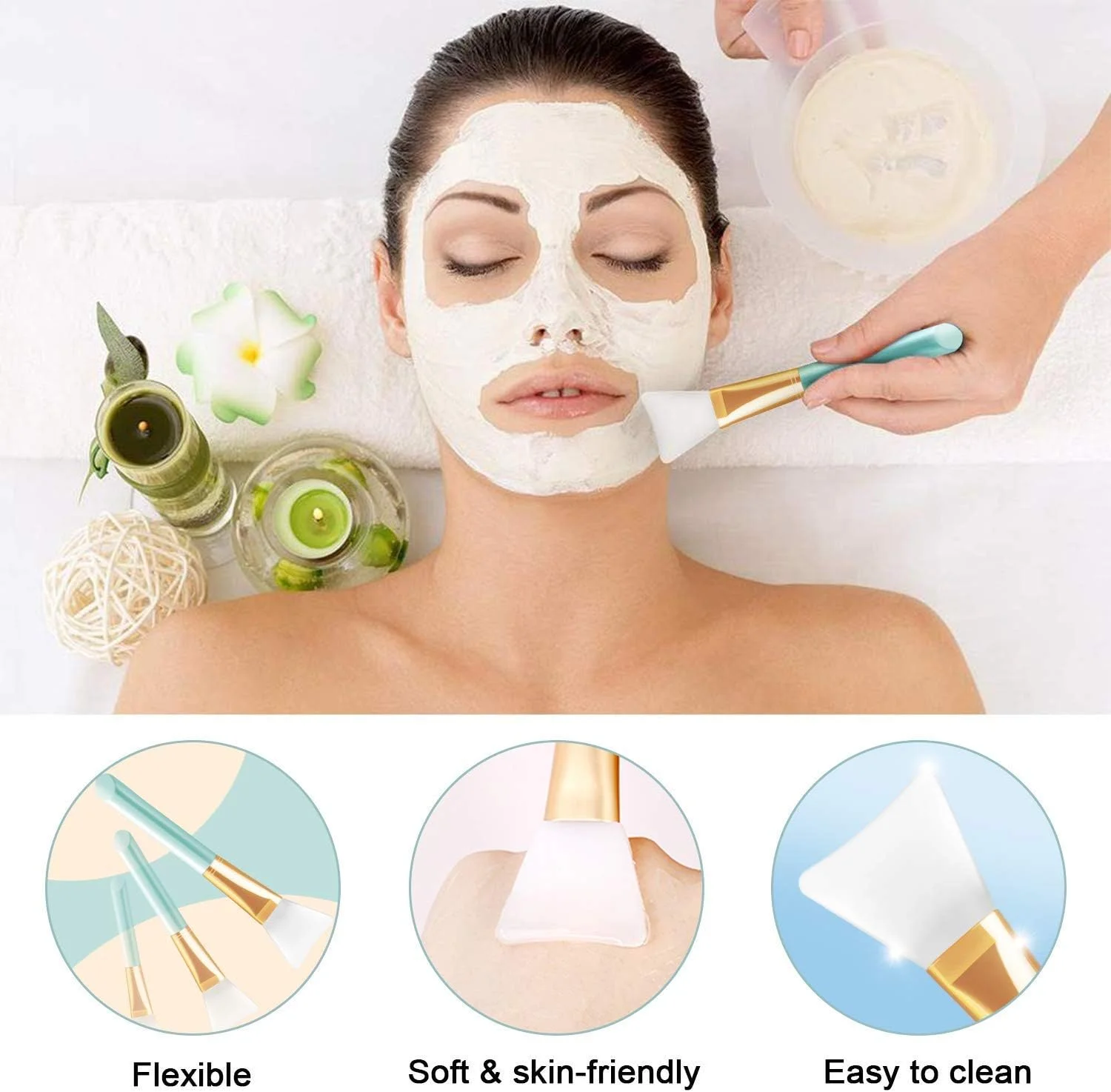 برس ماسک صورت سیلیکونی GJT، ست 3 عددی برس اپلیکاتور صورت ابزار برس آرایشی برای استفاده از ماسک صورت، ماسک چشم یا ابزار آرایش DIY