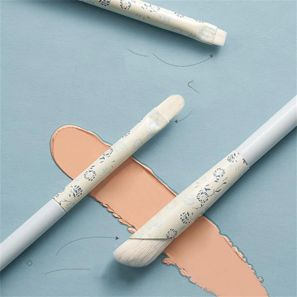 جعبه هدیه سِلادون، ست برس آرایشی 12 عددی با دسته چوبی بلند، برس سایه چشم قابل حمل و برس پودر فیکس