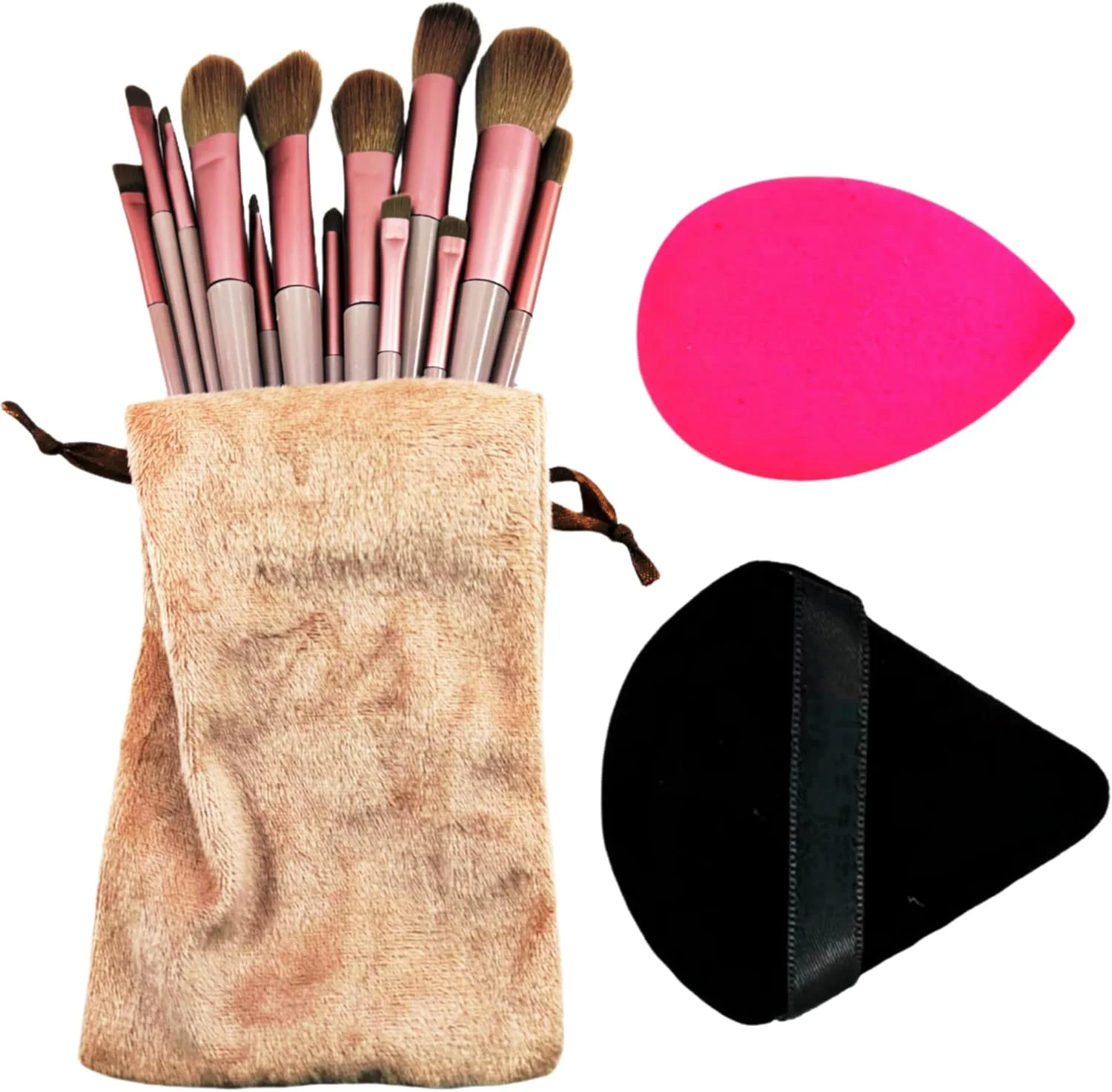 ست برس آرایشی عمومی، 13 تکه با کیف، موهای مصنوعی نرم، برای چشم، لب، صورت