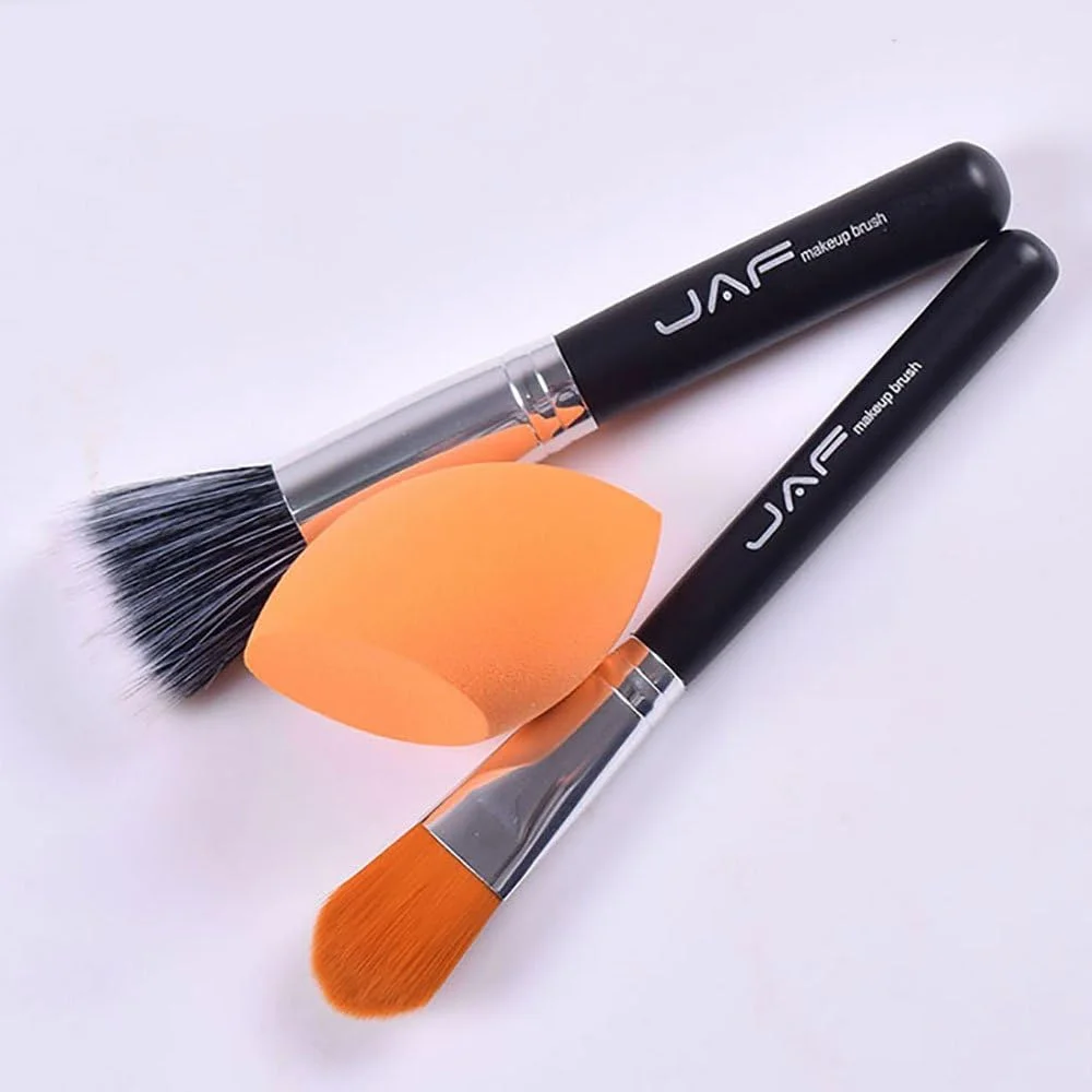 مجموعه 3 عددی برس آرایشی GDJbnyu، شامل برس کرم پودر، برس نقطه ای، اسفنج مخلوط کن آرایش و برس کرم پودر کلاسیک مدل PF04SET، ابزار برس های آرایشی